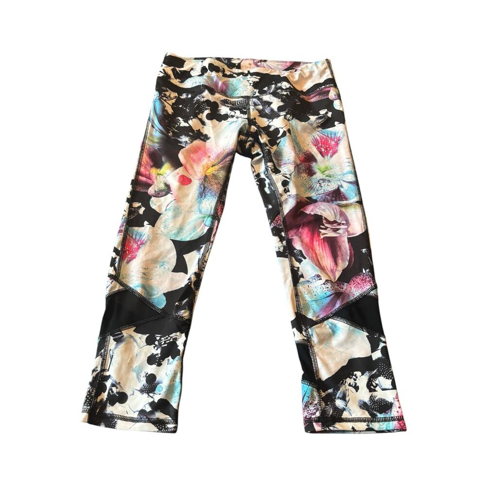 apana Black & White Floral Print Leggings Cropped SIze S